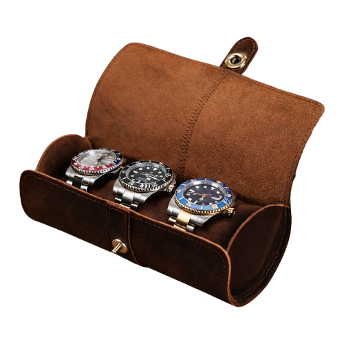 Estojo Premium em Couro Natural para Relógios | 3 Compartimentos