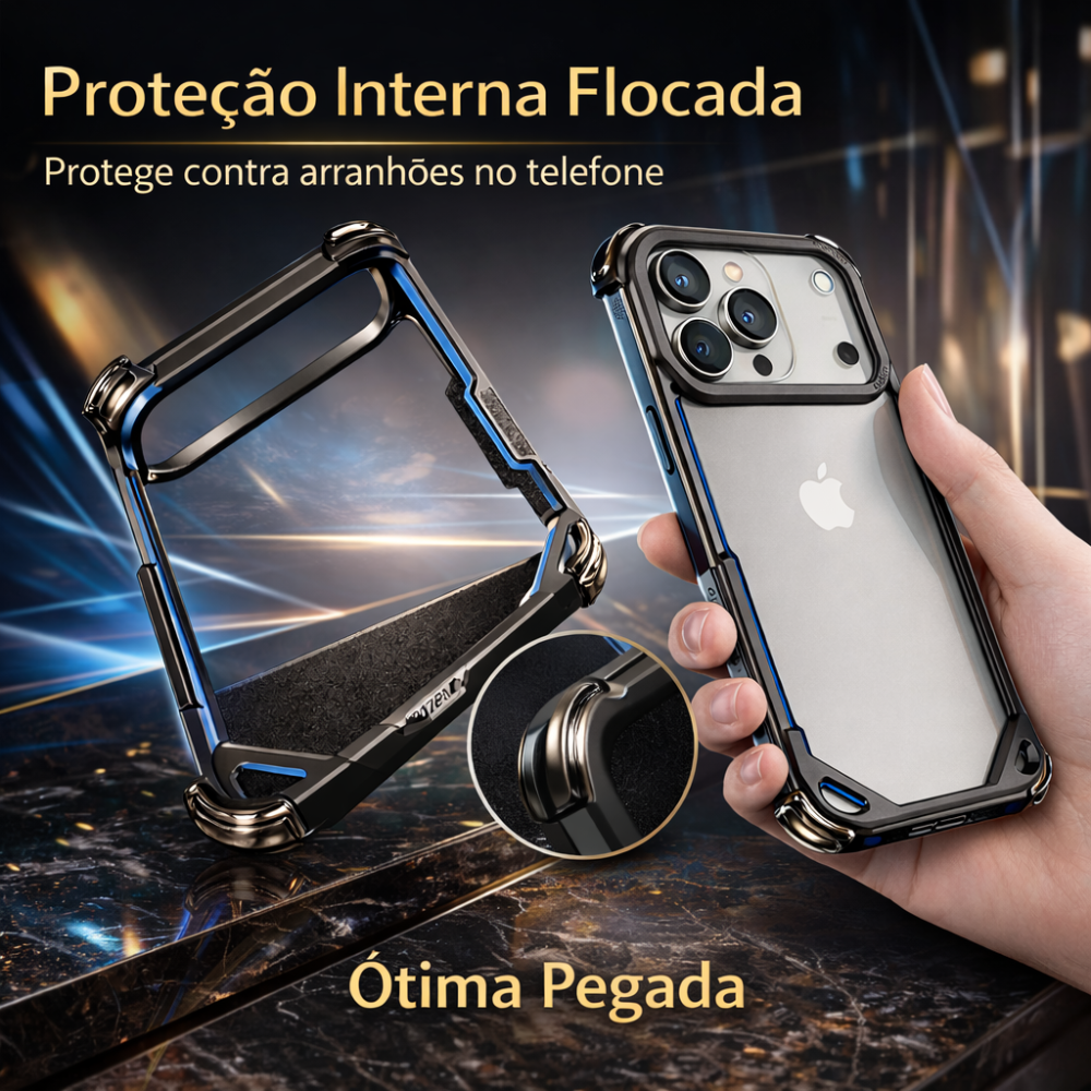 Case Metálica de Luxo para iPhone | Design Ultra Minimalista