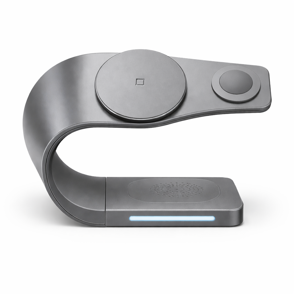 Base de Carregamento Magnética 4 em 1 Luxo | Estrutura Metálica e Carregamento Rápido