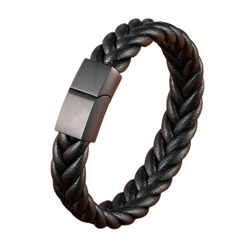 Bracelete Masculino XQNI Signature | Aço Inox & Couro Premium com Fecho Magnético