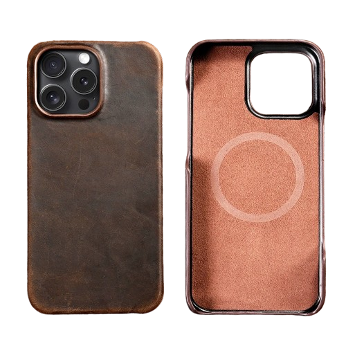 Case MagSafe Minimalista | Couro Premium para iPhone